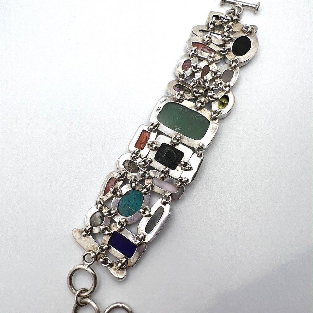 Mexico 950 Gemstone Mosaic Toggle Bracelet - Picture 7 of 7